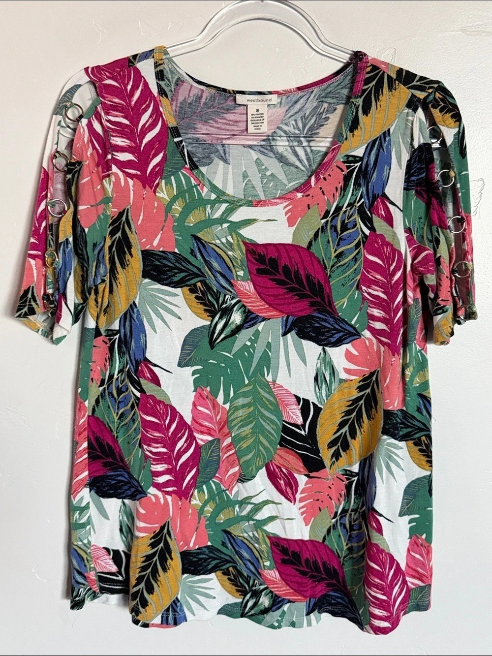 Westbound Floral Short Sleeve Top Multicolor Size Small